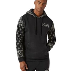 Dogg Supply by Snoop Dogg Black Paisley bandana Hoodie Sz M Streetwear Fleece